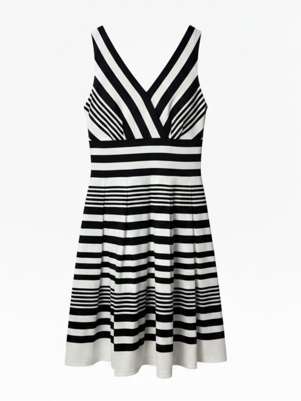 White House Black Market Black & White Stripe Fit & Flare Cocktail Party Dress 2